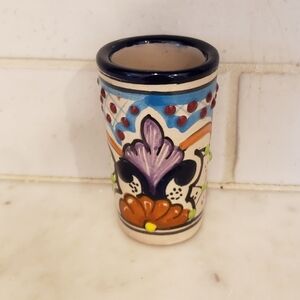 Mexican Talavera Clay Small Cup Or Toothpick/ Match Holder